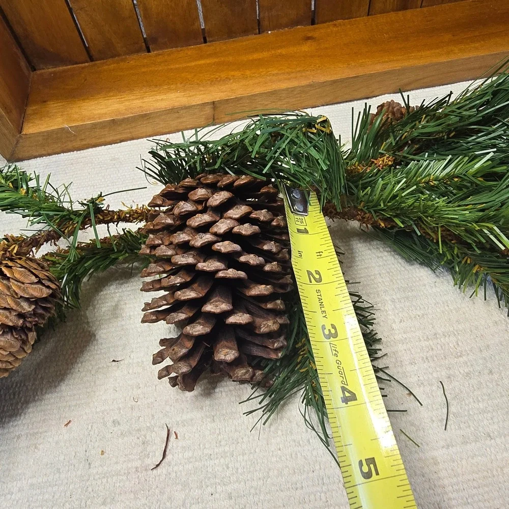Rustic Artificial Pine Needle Garland with Large Pine Cones 19 Inch Green Brown